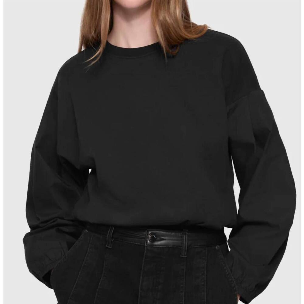 NEW REBECCA MINKOFF julia combo long sleeve top in black